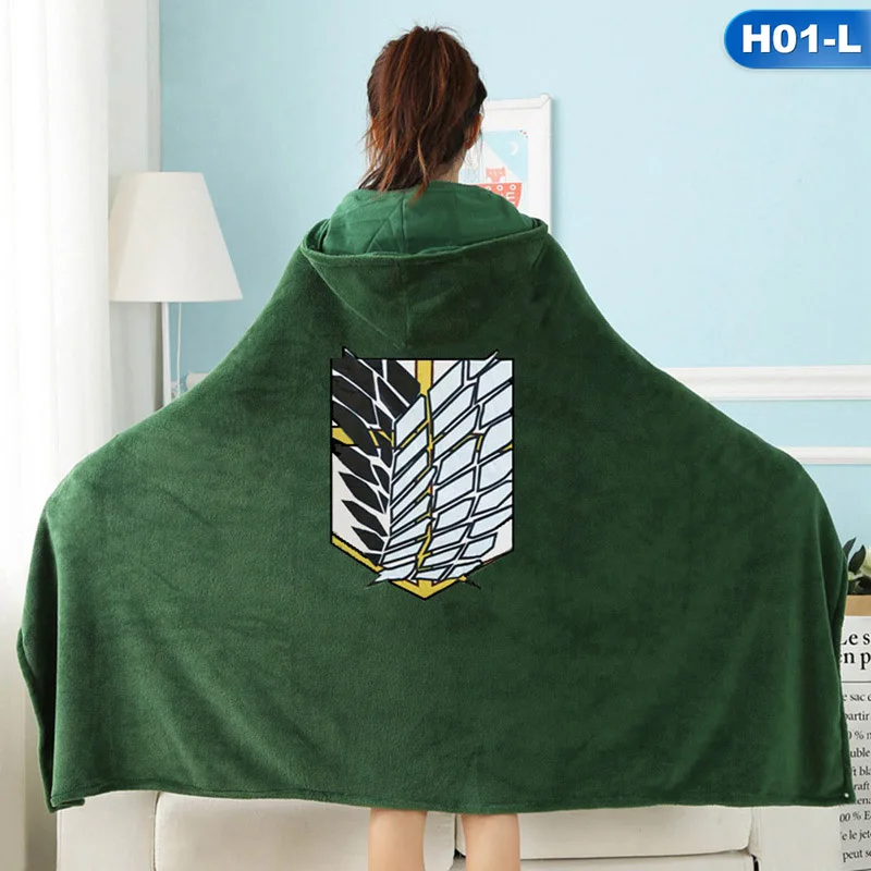 

Attack on Titan Blanket Cloak Shingeki No Kyojin Survey Corps Cloak Cape Flannel Cosplay Costume Hoodie with real photos