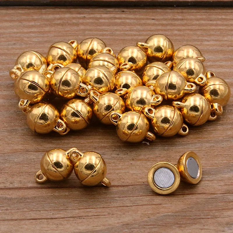 10Sets 4 styles Mix Strong Round Magnetic Clasps Fit Rhodium End Clasp Connectors Component For Making Leather Bracelet Jewelry - купить по