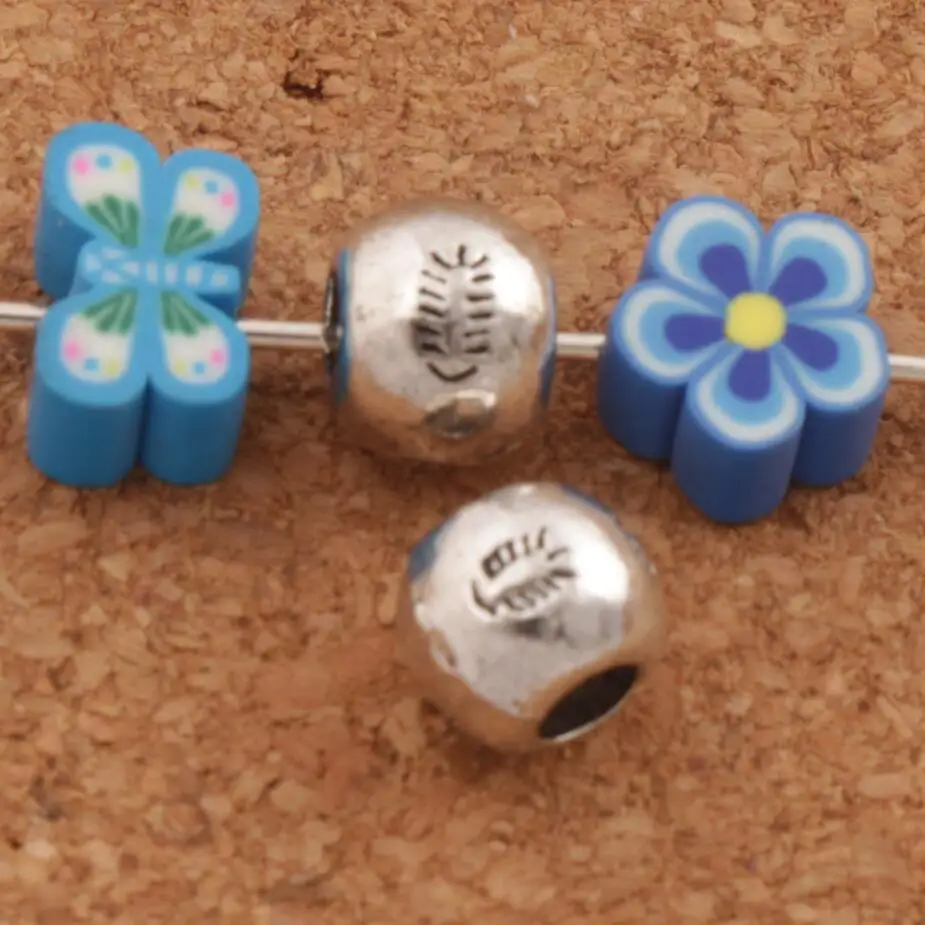 

7mm Round Fish Bones Design Beads 200PCS Zinc Alloy Spacers L615