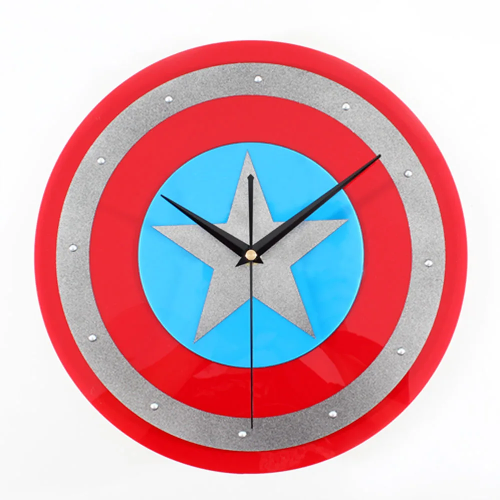 Wall Clock America Captain Shield Home Decor Clocks Creative Art Watch Modern Design 12&quot | Дом и сад