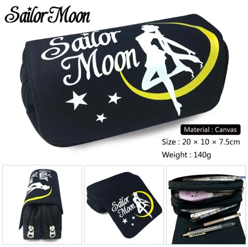 

Cute Sailor Moon Tsukino Usagi canvas pencil case Student Zip penbag Women Travel Cosmetic bags portable makeupbag toiletry bag