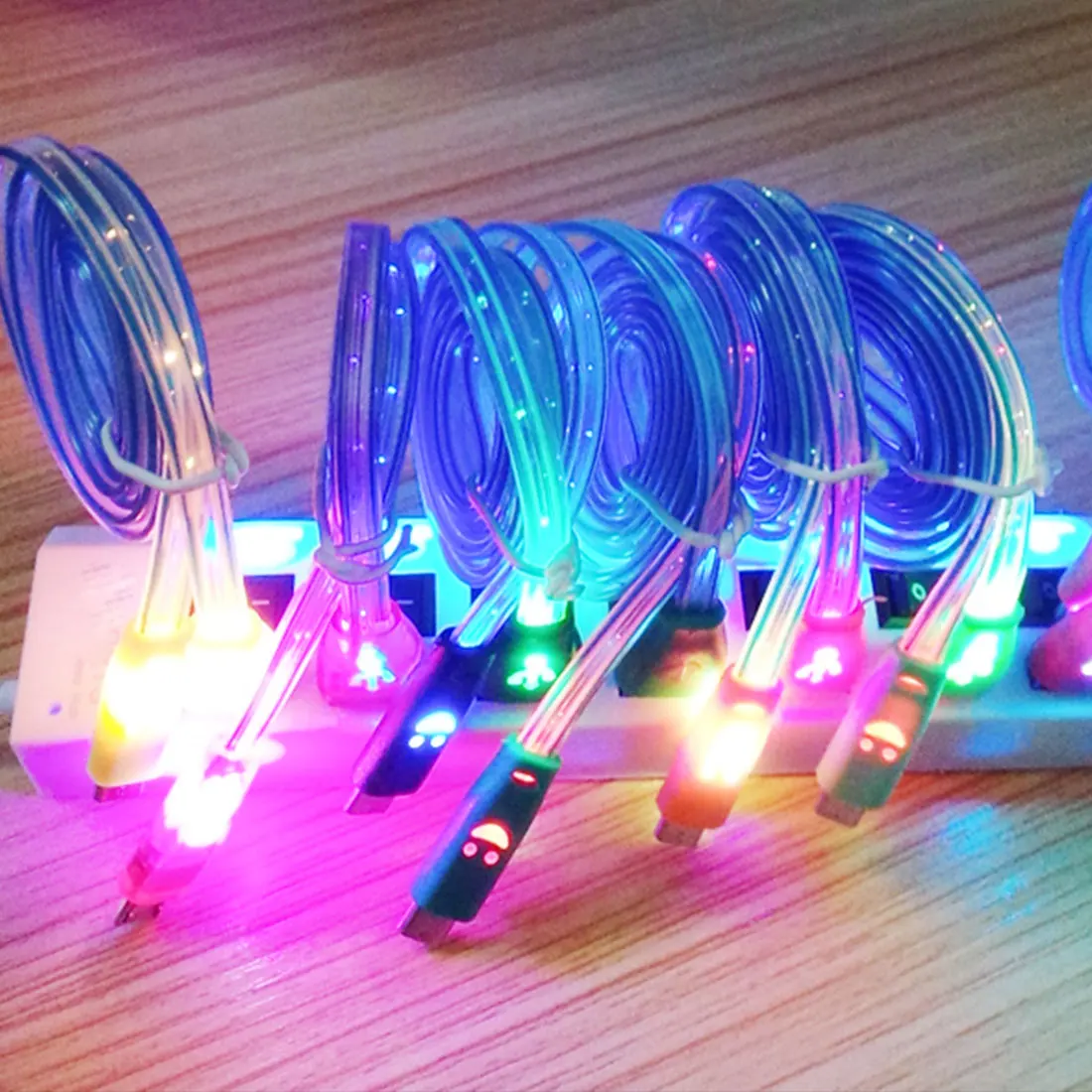 Кабель Micro USB для телефона цветной градиентный светодиодный кабель USB2.0 зарядки