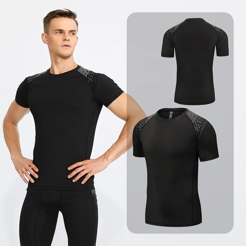Summer Men's Compression Running T Shirt Fitness Tight Short Sleeve Training Jogging Shirts Gym Muscle Shirts Men Sports T Shirt