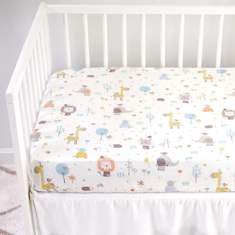 

Baby Bed Sheet Pure Cotton Crib Mattress Cover For Kids Cute Cartoon Pattern Baby Fitted Sheets Baby Bedding Photography Props