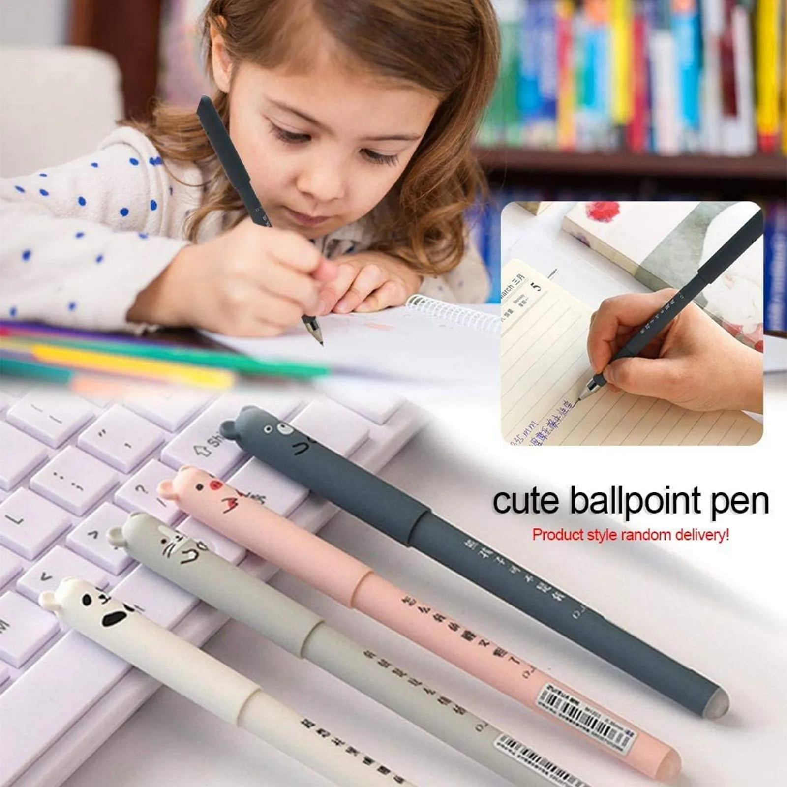 

4 Pcs/set Kawaii Pig Bear Cat Mouse Erasable Gel Pen School Office Supplies Stationery Gift 0.35mm Blue Black Ink 2021 New Hot