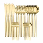 Столовые приборы из нержавеющей стали набор столовой посуды для кухни, набор из 30 предметов, золотистая ложка, нож, столовая посуда, золотистый, бесплатная доставка