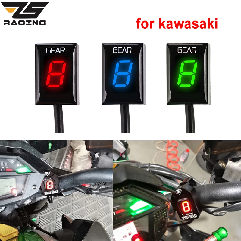 ZS Racing 1PC Motorcycle LED Digital Gear Dispalay Indicator Shift Level Sensor For Kawasaki Z300 ER6N Ninja 300 Z1000 Z800 Z750