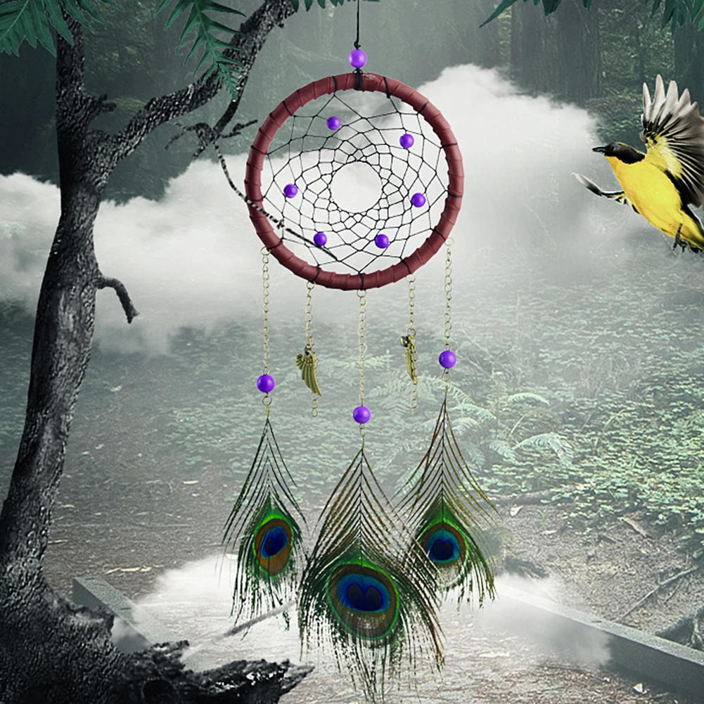 

Peafowl перо Ловец снов Колокольчик музыка ветра искусственная подвеска Ловец снов для искусственного орнамента