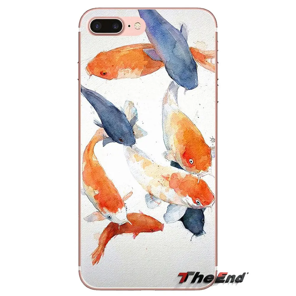 Акварельные картины Koi Fish для iPhone XS Max XR X 4 4s 5 5S 5C SE 6 6S 7 8 Plus samsung Galaxy J1 J3 J5 J7 A3 A5 чехлы