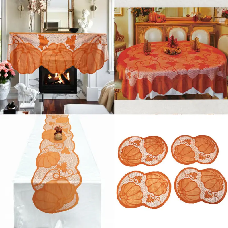 Скатерть с кленовыми листьями сетчатый чехол для осеннего ужина Хэллоуина Дня