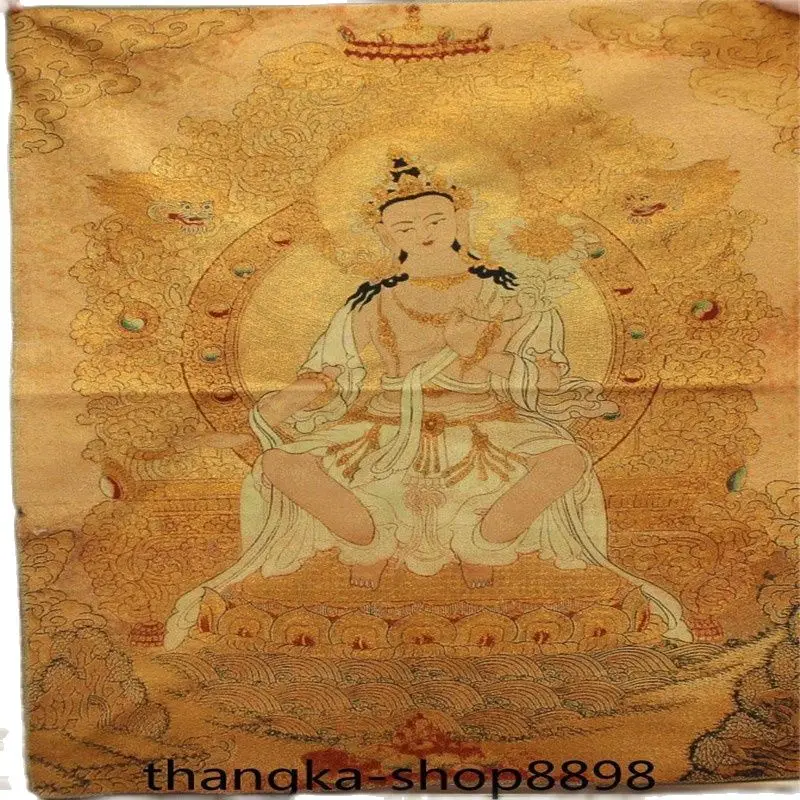 

35" Tibet Silk Buddhism Kylin Lotus Maitreya Buddha Painting Tangka Thangka