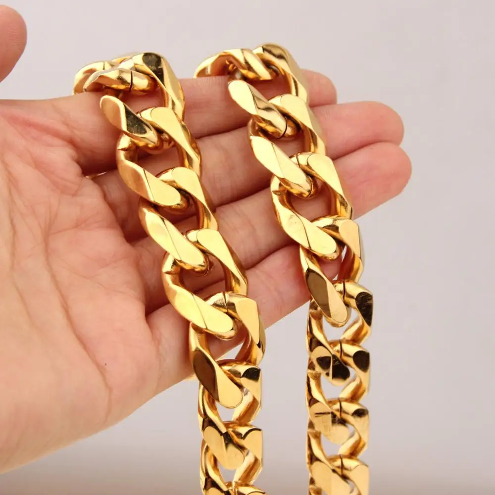 

Tisnium Stainless Steel Necklace Men Fashion Long Necklace Steel Steampunk Chains Necklace Jewelry Gifts Male Accessories 19mm