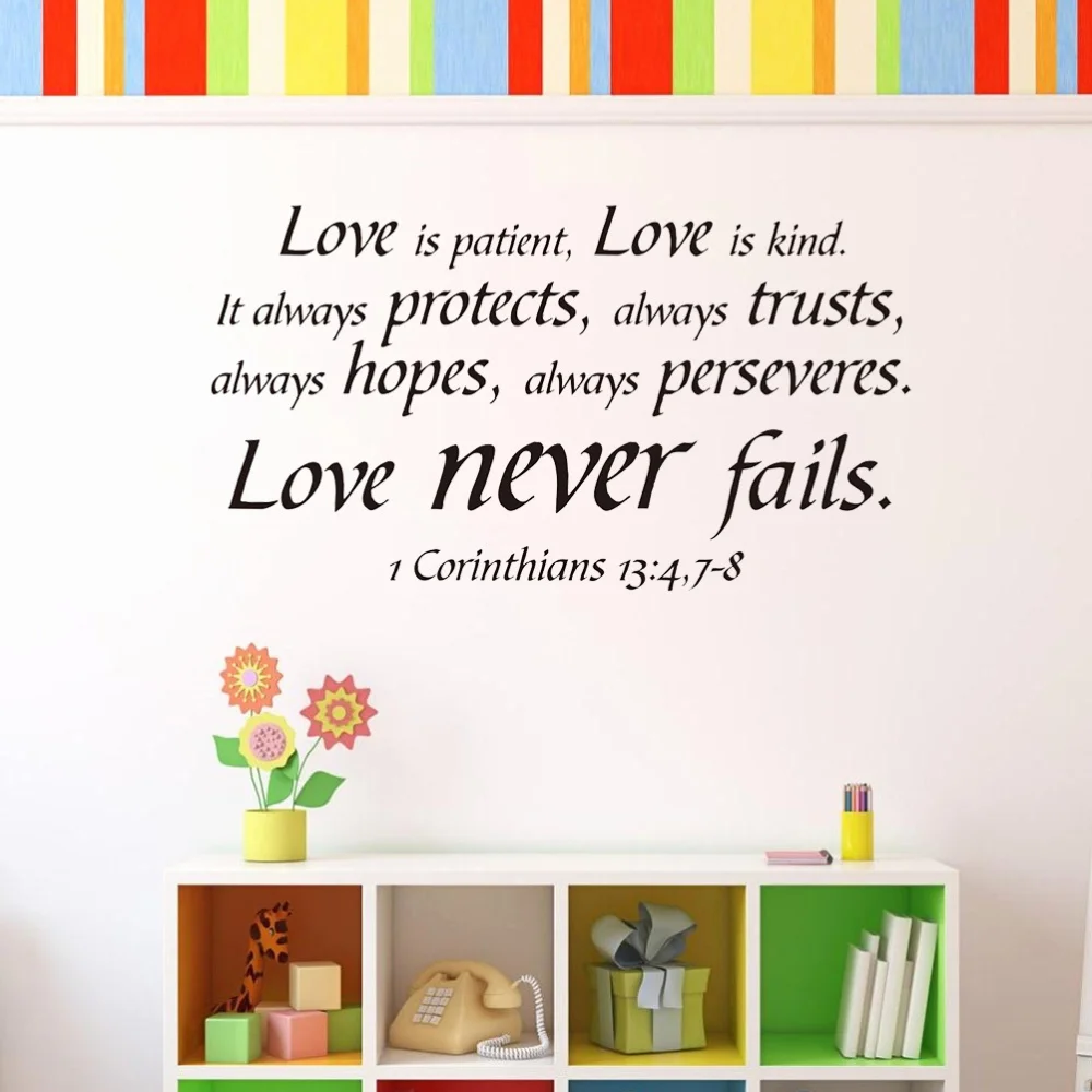 

Bible Letter Quotes Love is patient Love is kind Wall Sticker PVC Wall Art