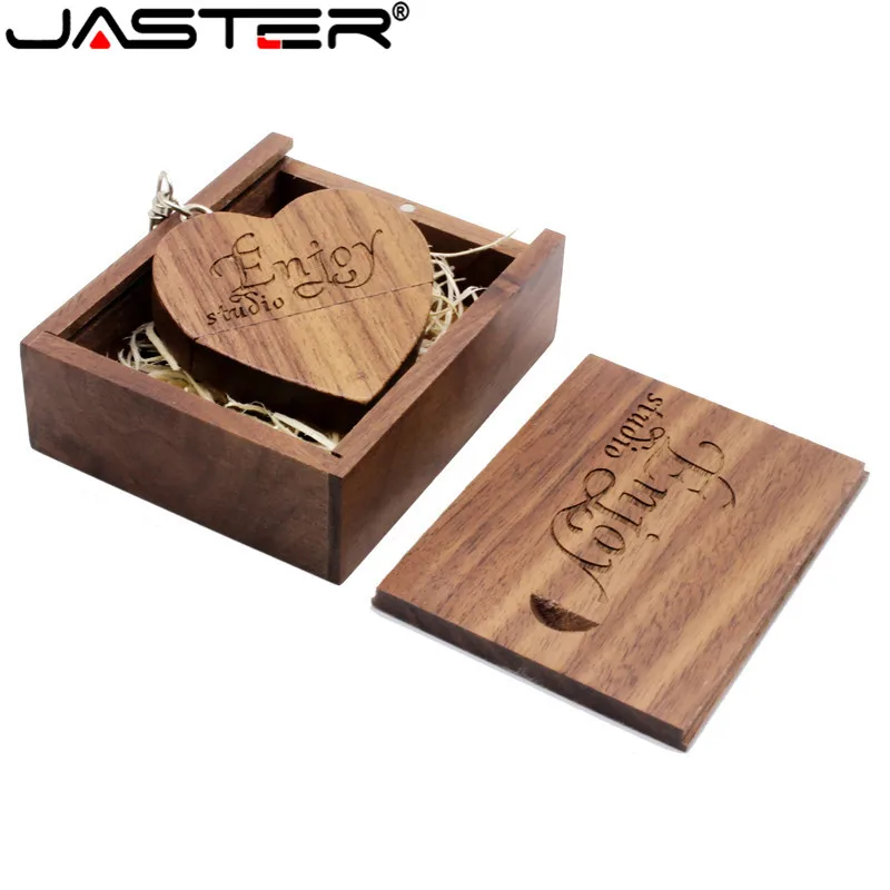 JASTER 1 шт. Бесплатная доставка логотип грецкий орех Дерево Сердце usb + коробка USB