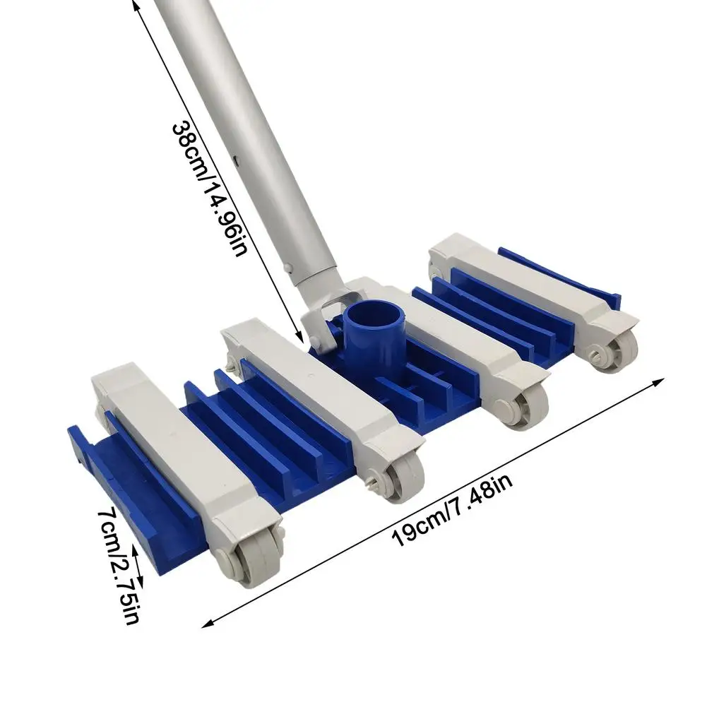 

Swimming Pool Vacuum Head With Wheels 14 Inch Heavy Pool Cleaning Supplies Removable Adjustable Handle Cleaning Tools