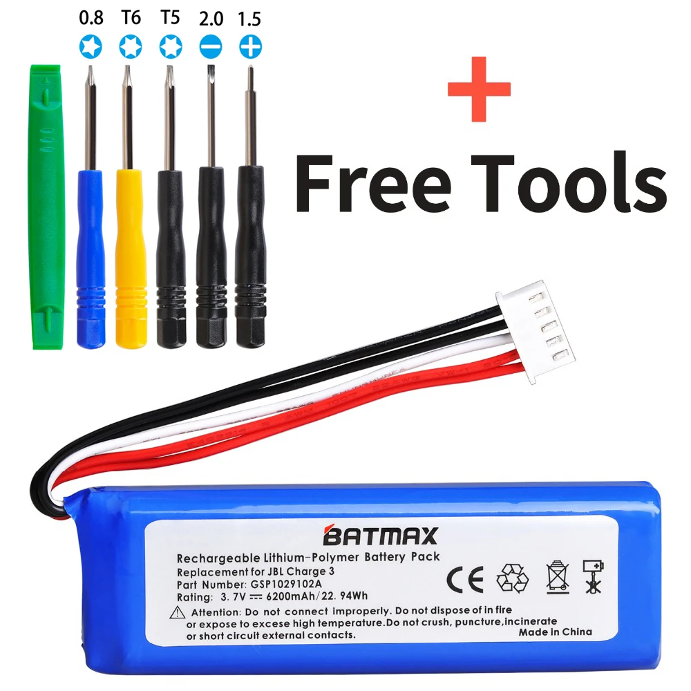 Pack de Bateria de Polímero 6200mah para Jbl Bateria Batmax Carga Orador Substituição 3 Gsp1029102a