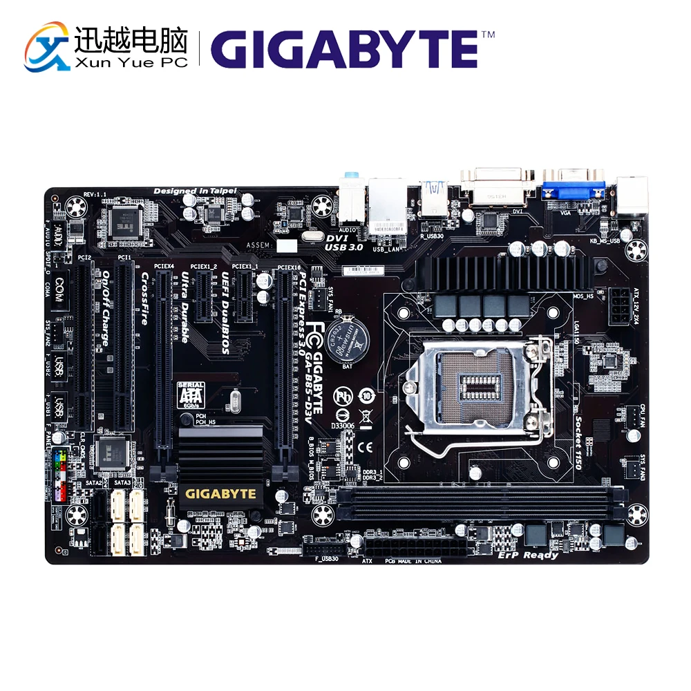 Gigabyte GA-B85-D3V рабочего Материнская плата B85-D3V B85 LGA 1150 Core i7 i5 i3 DDR3 16G SATA3 USB3.0 VGA HDMI DVI блок