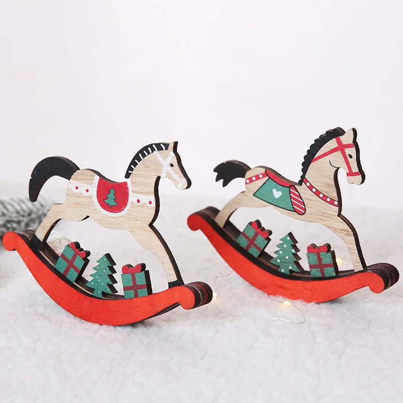 

Рождественские украшения, новинка, деревянная качели, лошадь, игрушки для детского сада, маленькие подарки, украшения