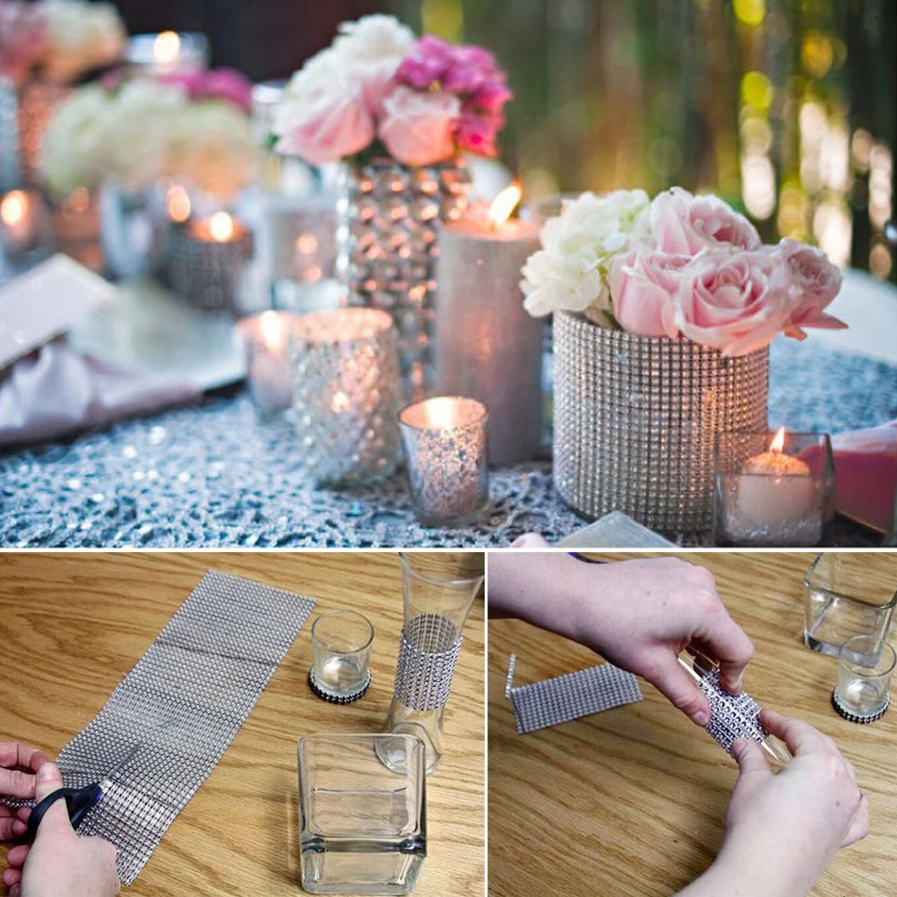 1 ярд/91 5 см DIY серебряный золотой цвет Бриллиантовая сетка Стразы Лента с