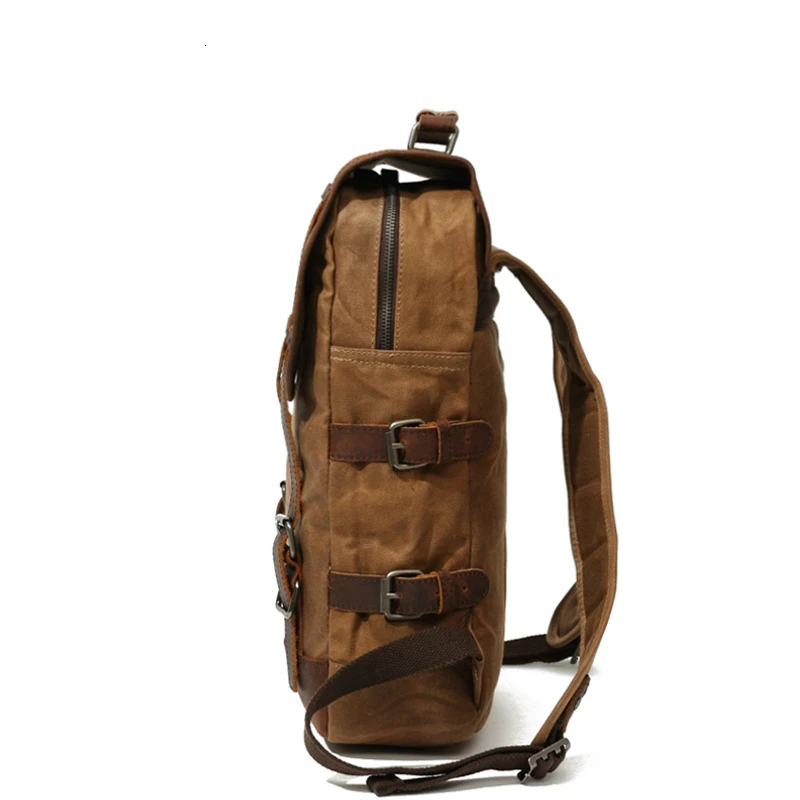 

Outdoor Journey Waterproof Backpack Leisure Student School Bag Mountaineering Canvas Leather Camping Mountaineering Bag