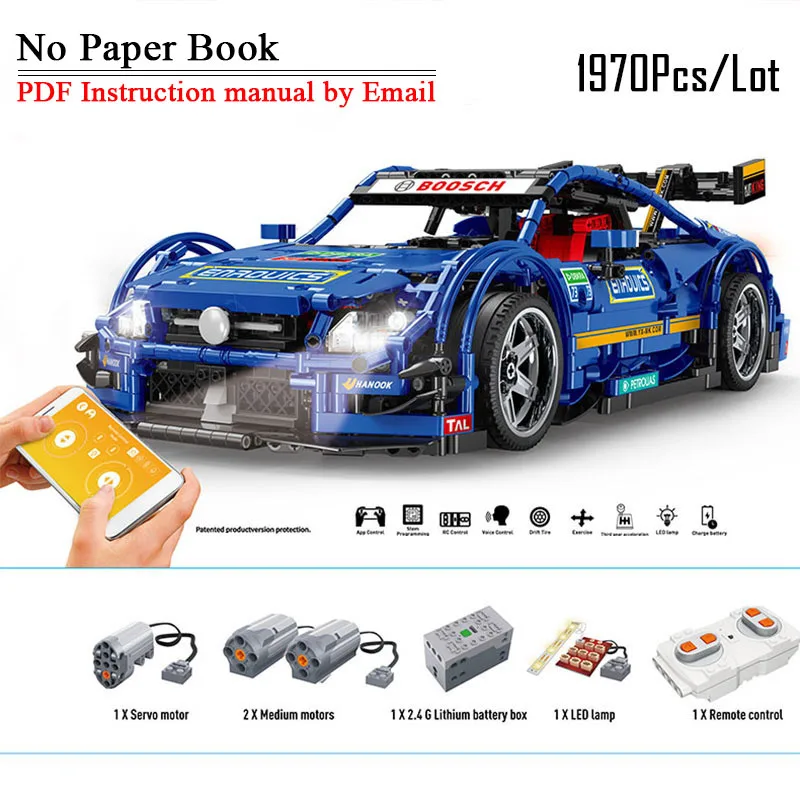 Blue Ver. With PF Technic MOC-3918 Veneno Roadster Совместимость с 20087 RC APP управление строительные блоки кирпичи DIY День рождения Обучающие игрушки, подарки - Цвет: Blue Ver. With PF