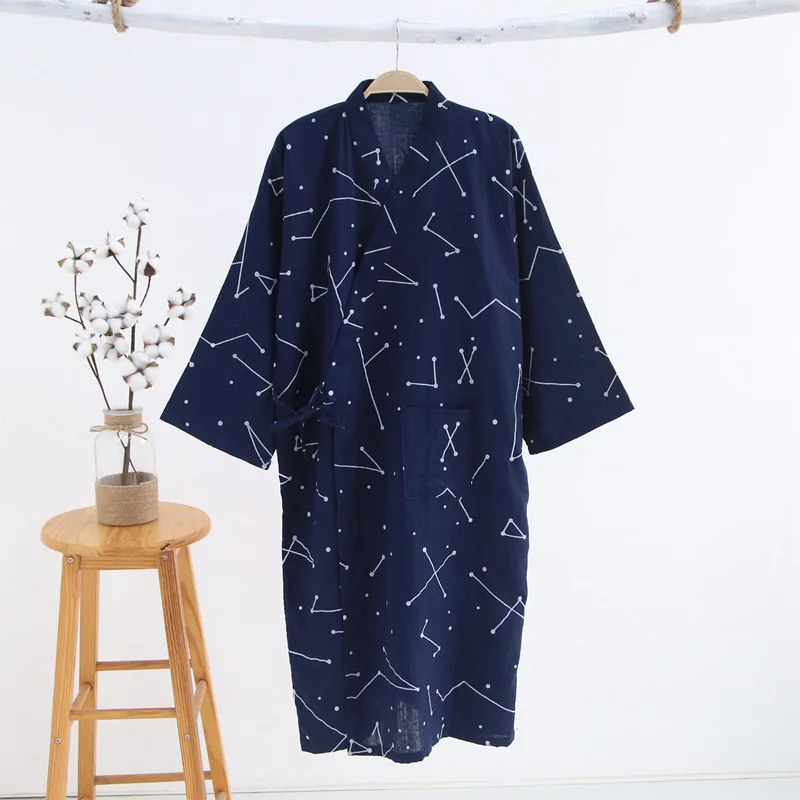 2022 новый мужской хлопковый Халат из 100% хлопка Свободный Тонкий кимоно Yukata