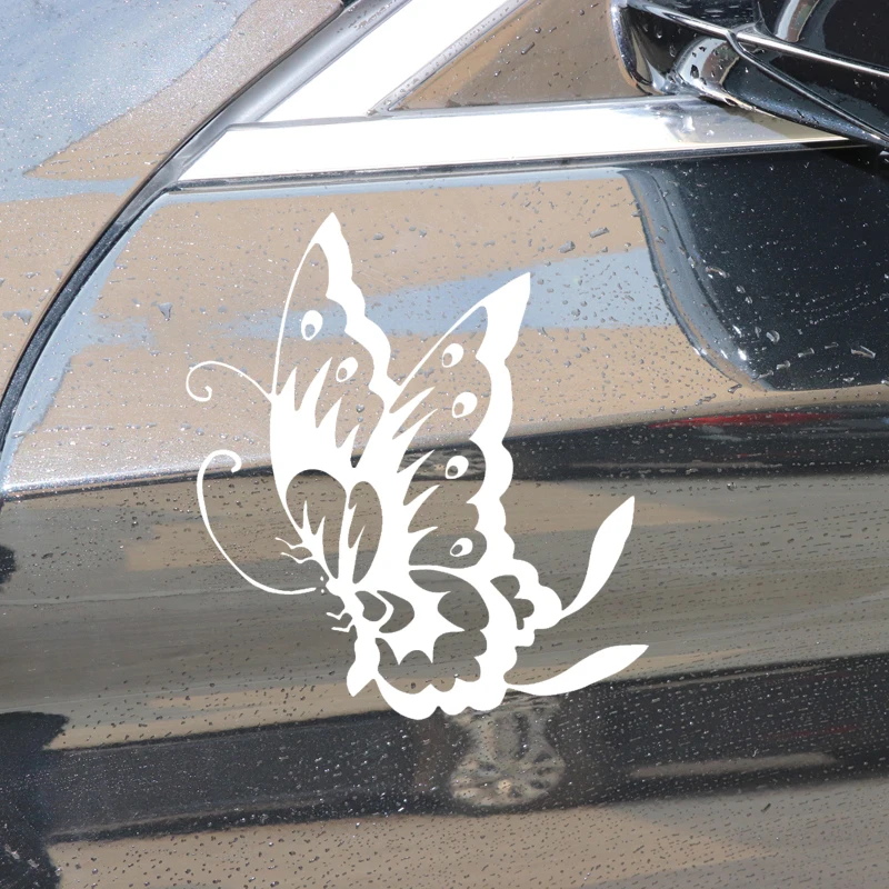 

YJZT 14.8CM*16.2CM Butterfly Creative Decoration Body Of Car Car Sticker Vinyl Decal Black/Silver C4-2380