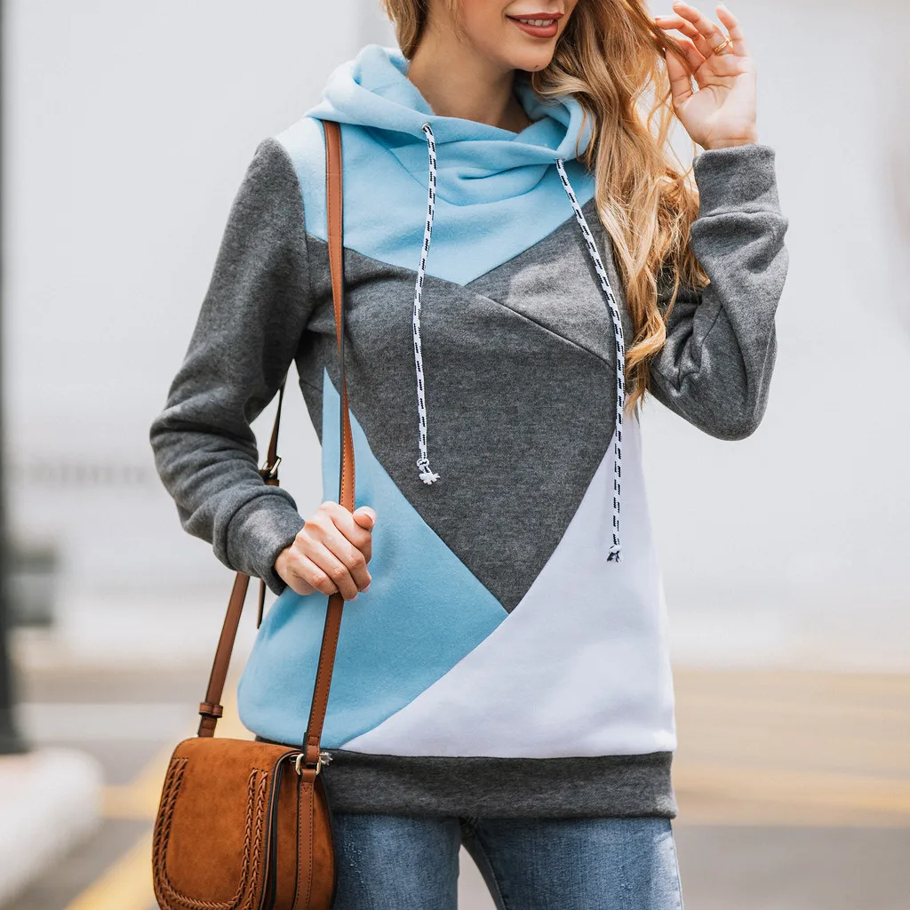 

Sweatshirt Women's Clothing Solid Hoodies Patchwork Long Sleeve Pullover Shirt Tops Blouse sweatshirt women oversize Sweatshirt