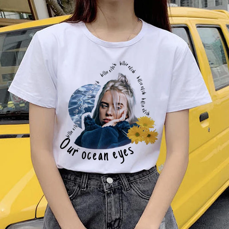 21799 Billie Eilish футболка уличная хип-хоп ee-рубашка для op vogue Женская рубашка Harajuku одежда смешная винтажная - Цвет: 21799