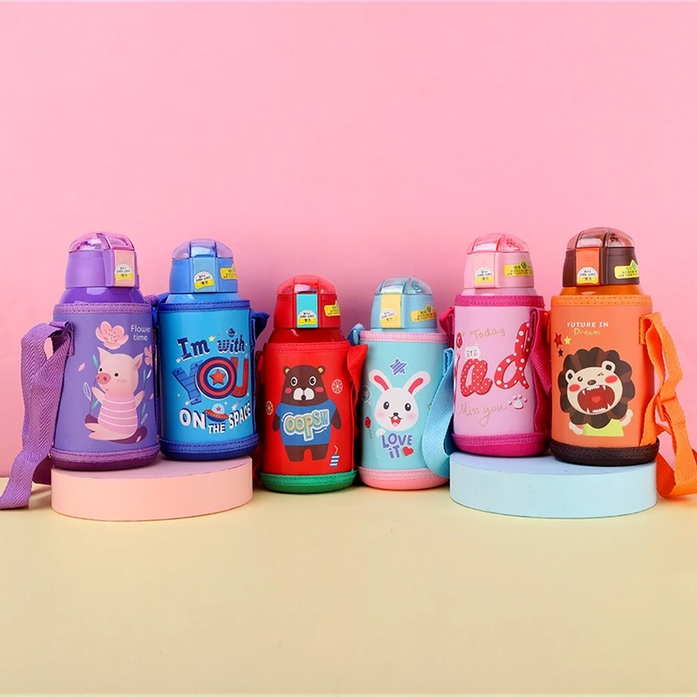 

Мультяшная детская Милая бутылка для воды, детский питьевой чайник из нержавеющей стали, интеллектуальный дисплей температуры, уличная пор...