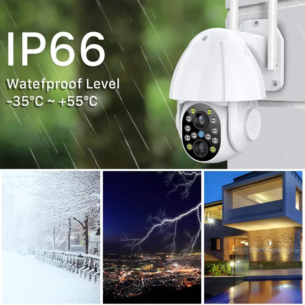 

Cloud 3MP Dual-Lens Wireless PTZ Camera Outdoor 1080P 4X Zoom Color IR Wifi IP Camera Auto Tracking CCTV Security Surveillance