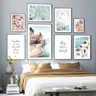 Итальянский постер побережья Амальфи с принтом природного зеленого ландшафта, летняя Картина на холсте, картина с морским пейзажем, настенное украшение