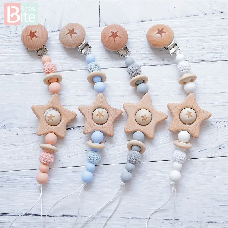 Зажим для укуса соски 1 шт. детский силиконовый Прорезыватель зубов деревянные