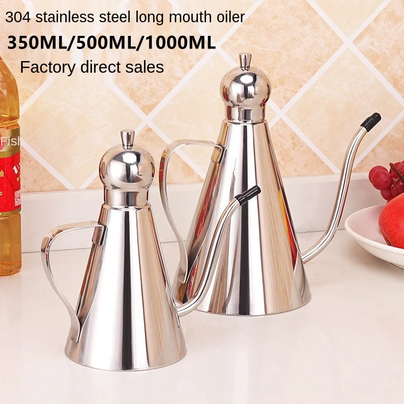 

304 Stainless Steel Oil Jug Leak-proof Long Spout Containing Oil Bottle Household Vinegar Jug Large Capacity Soy Sauce Jug
