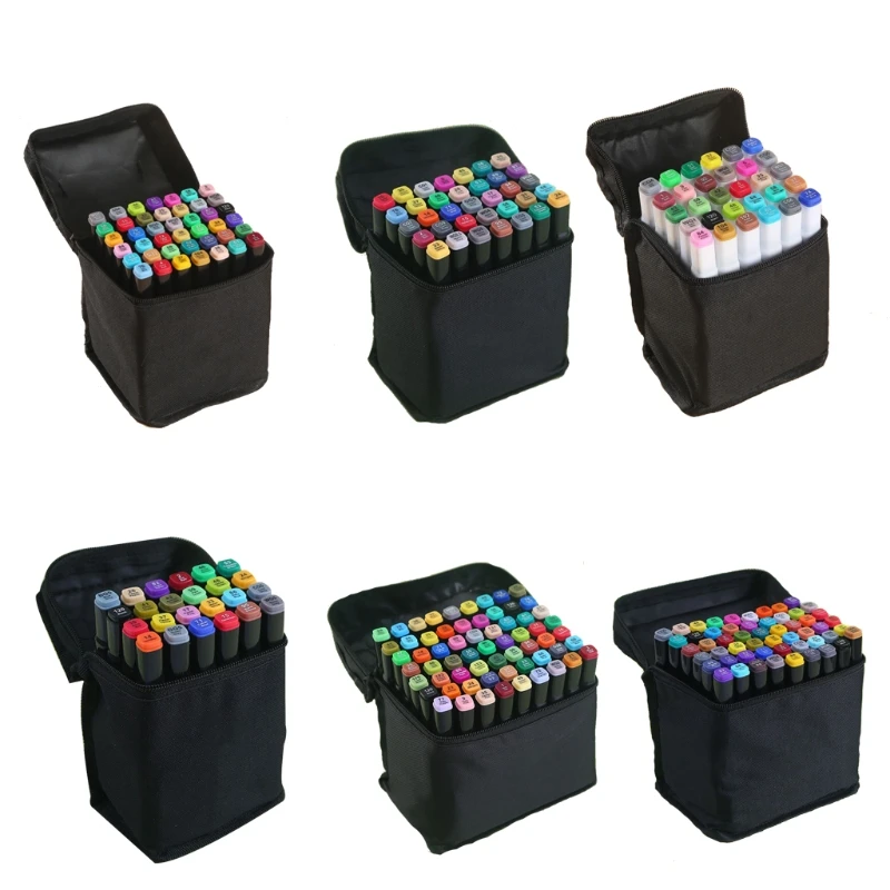 

Multi-Color Markers Set with 24/30/36/40/48/60 Colors Double Tips Round & Lean Brush DIY Painting Set Art Teaching Props