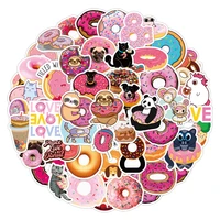 50pcs food donuts stickers for notebooks laptop computer stationery scrapbooking material pink sticker aesthetic craft supplies