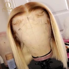 613 парик Боб парик вырез фальшивой фронтальный парик из человеческих волос предварительно выщипанный цветной парик с T-образной частью для женщин HD прозрачный парик на сетке Na Beauty