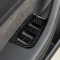 4pcsset carbon fiber car window lifter switch decor sticker for tesla model 3