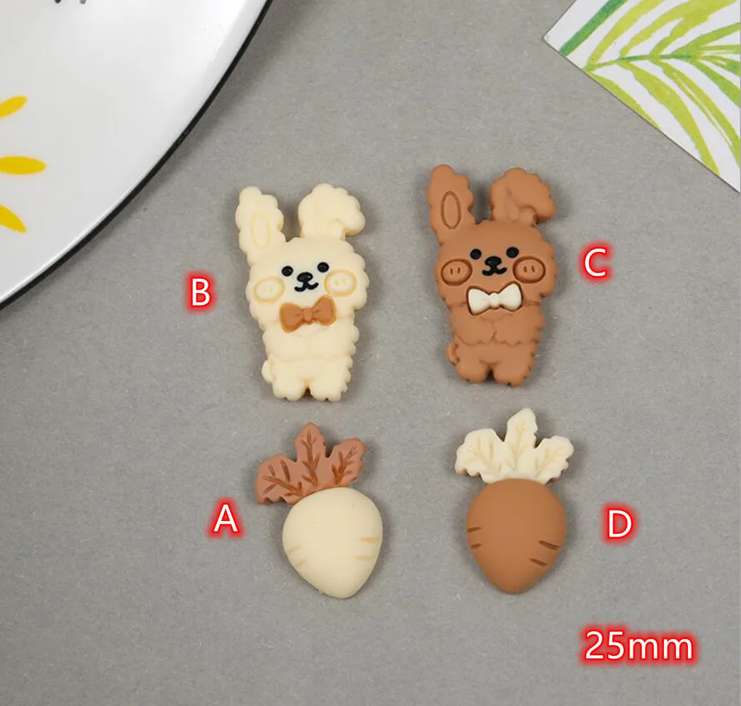

Resin Rabbits Cabohcons Flatbacks Embellishments 20pcs Brown Carrot Flatback DIY Phone Decorations Scrapbook Crafts Cardmaking