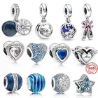 Новинка, оригинальные шармы-бусины из серебра 925 пробы в виде снежинок, лисы, кролика, совы, подходят для шармов Pandora, бусины, браслет для женщин, ювелирные изделия сделай сам, подарок