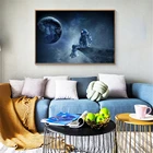 Холщовые картины, плакат астронавта, планет, земля, луна, плакат, домашний декор, космонаты, пространство, гостиная, современное настенное искусство, спутник