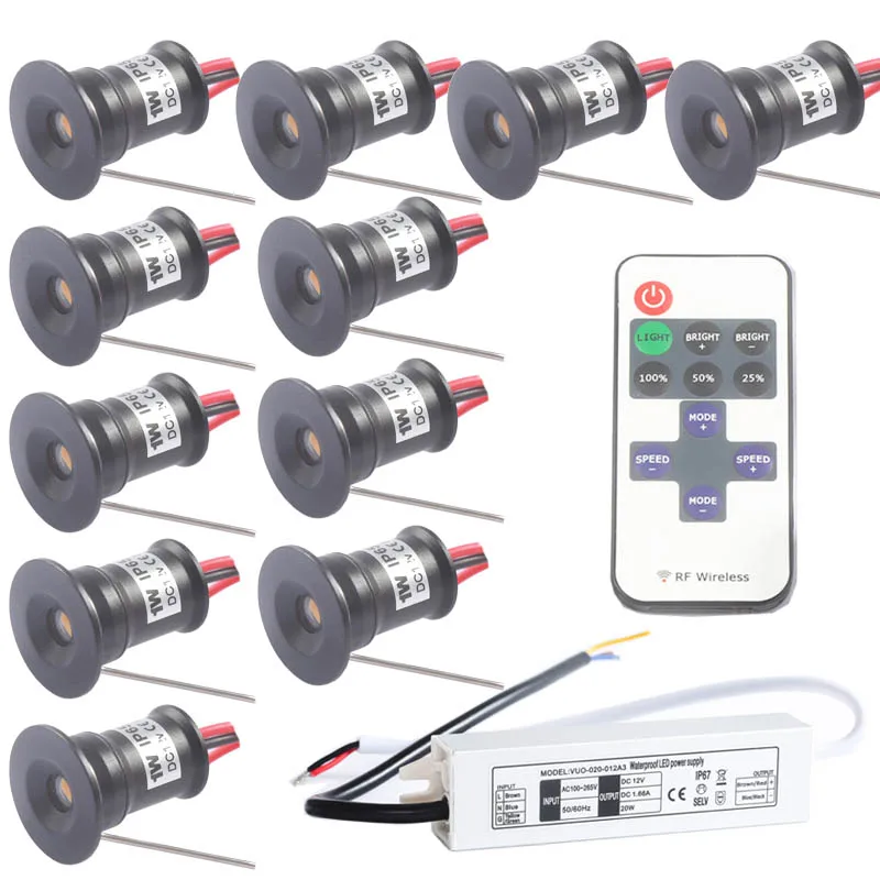 С регулируемой яркостью 1W 12V IP65 Светодиодный точечный светильник + мини