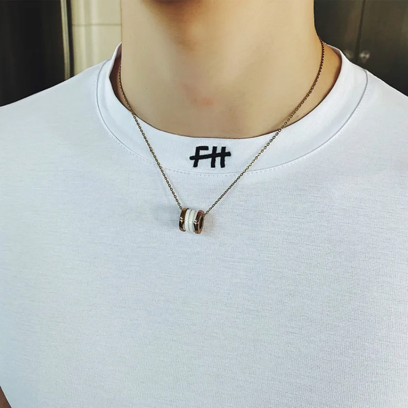 

T Solid Color Shirt Men 2021 Summer Short Sleeve Casual T-Shirt Fashion Embroidery O-neck Tops Tees Streetwear Bottoming Clothes