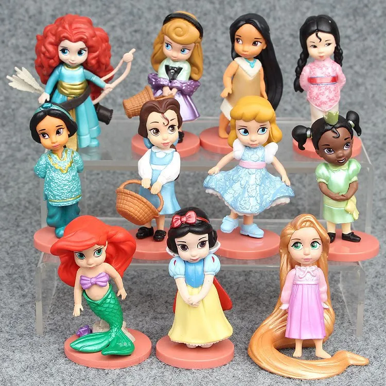 

8 cm 11 pieces/set DREAM WORLD princess series toy doll gift for kids Cake decoration Children's Day gift model