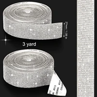 3 yards bling crystal rhinestone ribbon self adhesive iron on diy glitter diamond stickers for crafts cars clothing decoration