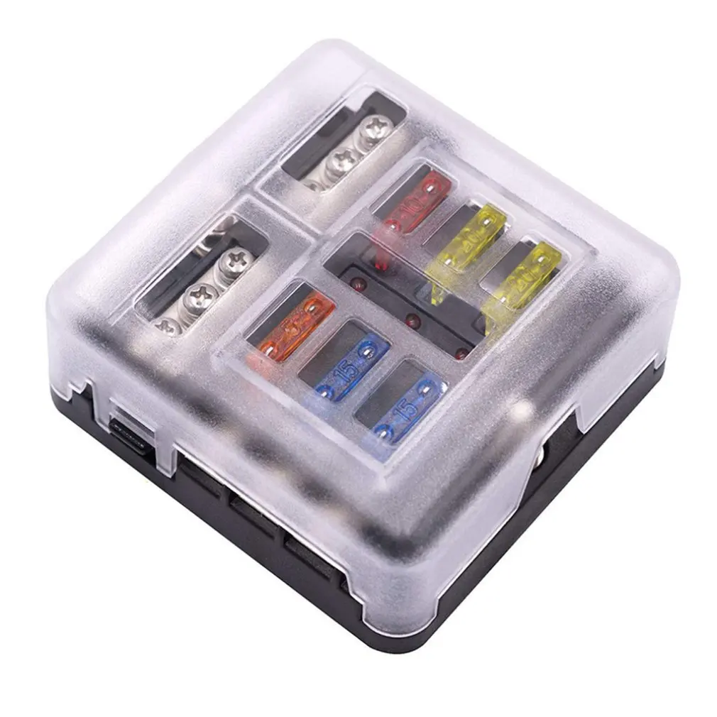 

Fuse Box Blade Fuse Block Holder Indicator Fuse Box Screw Nut Terminal Independent Positive Negative Pole LED
