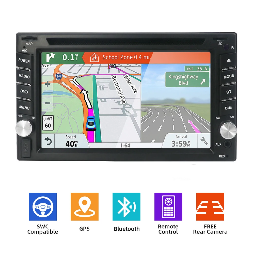 Автомагнитола Bosion 2 din с DVD-плеером GPS-навигацией и бесплатной камерой заднего вида