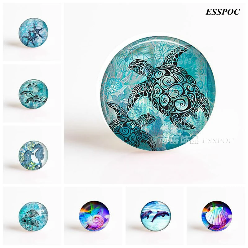 5 шт./лот ракушки в виде морской черепахи Дельфина круглые стеклянные кабошоны