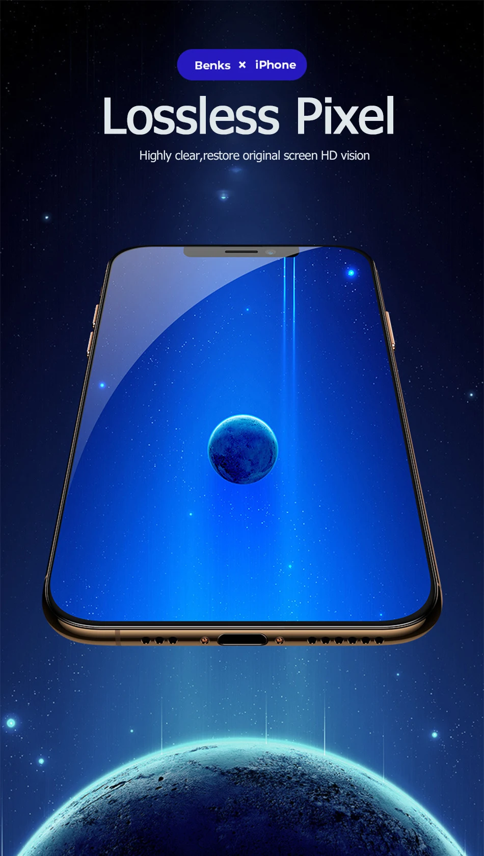 Benks OKR пленка из закаленного стекла 0,3 мм для iPhone 11 Pro Max, Защитная пленка для экрана против синего цвета AGC 9 H, Защитная пленка для передней панели без пузырьков