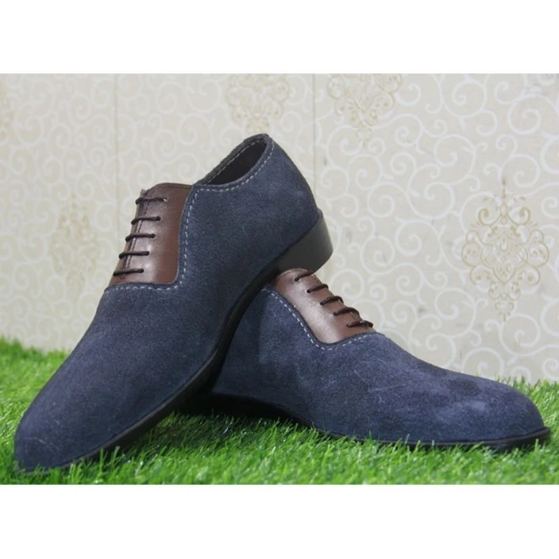 Autumn New Men's Suede Stitching Lace Up Business Formal Shoes Versatile Classic Wedding Shoes Comfortable Hot Sale KP297